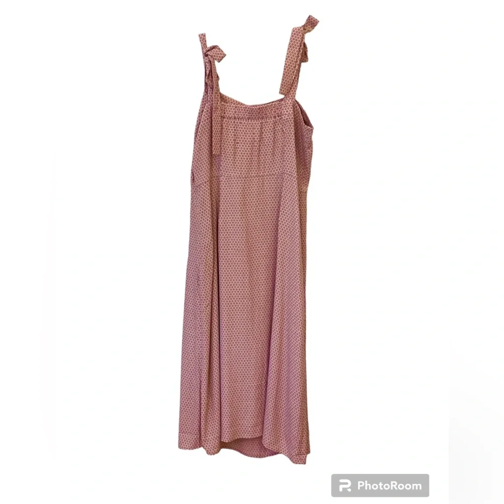 Pink maxidress shoulder-tie & pin tuck front - Picture 3 of 6